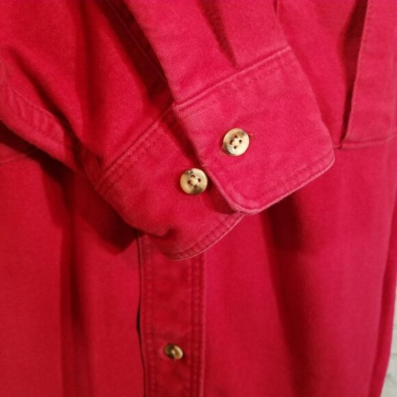 80's Vintage Eddie Bauer Men's Chamois Shirt Dark Garnet Red, Size L - Picture 4 of 6